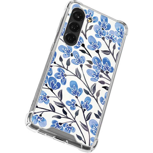 Cat Coq Blue Cherry Blossoms Galaxy S23 Clear Case