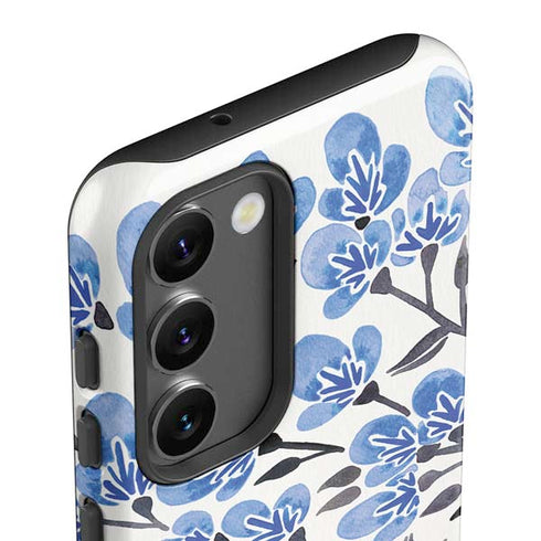 Cat Coq Blue Cherry Blossoms Galaxy S23 Plus Pro Case