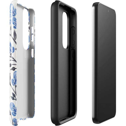 Cat Coq Blue Cherry Blossoms Galaxy S23 Plus Pro Case