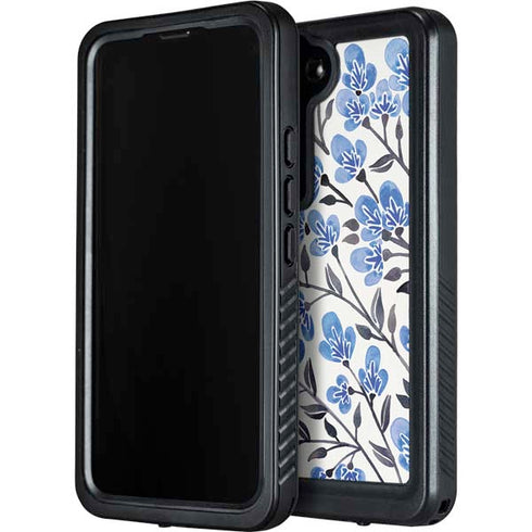 Cat Coq Blue Cherry Blossoms Galaxy S23 Plus Waterproof Case