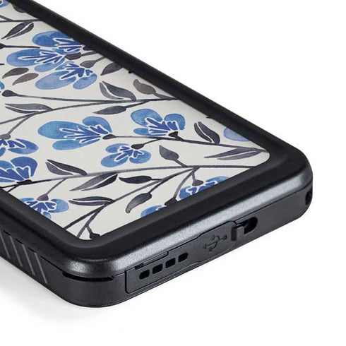 Cat Coq Blue Cherry Blossoms Galaxy S23 Plus Waterproof Case