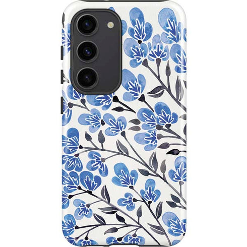 Cat Coq Blue Cherry Blossoms Galaxy S23 Pro Case