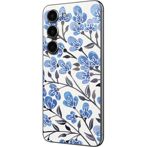Cat Coq Blue Cherry Blossoms Galaxy S23 Skin