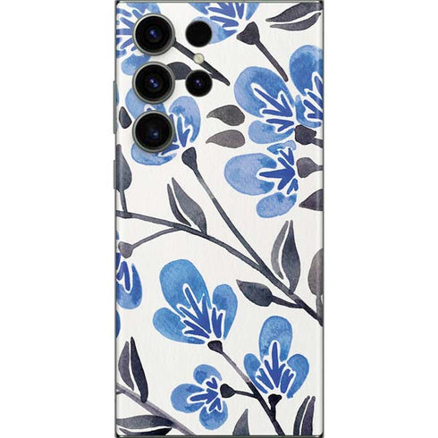Cat Coq Blue Cherry Blossoms Galaxy S23 Ultra Skin