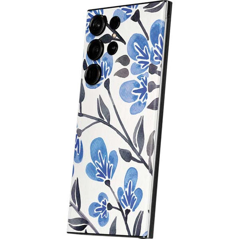 Cat Coq Blue Cherry Blossoms Galaxy S23 Ultra Skin