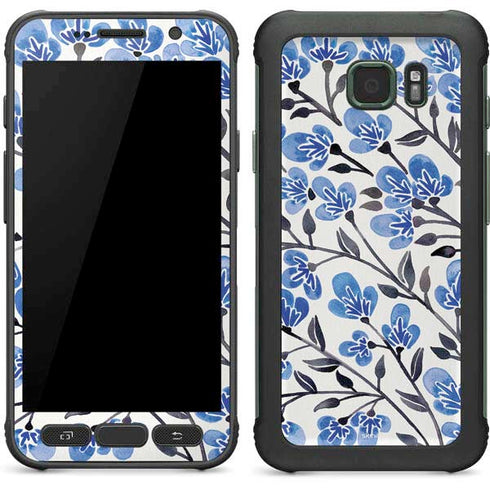 Cat Coq Blue Cherry Blossoms Galaxy S7 Active Skin