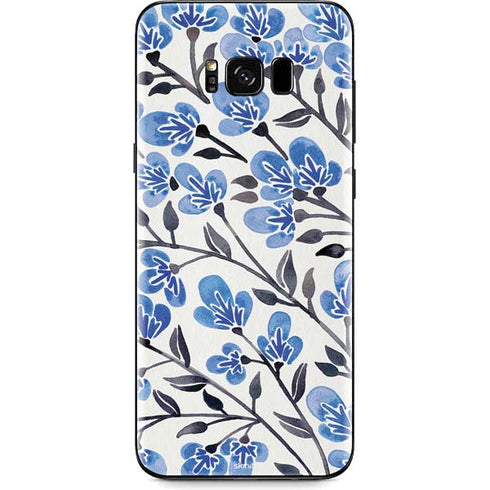 Cat Coq Blue Cherry Blossoms Galaxy S8 Plus Skin