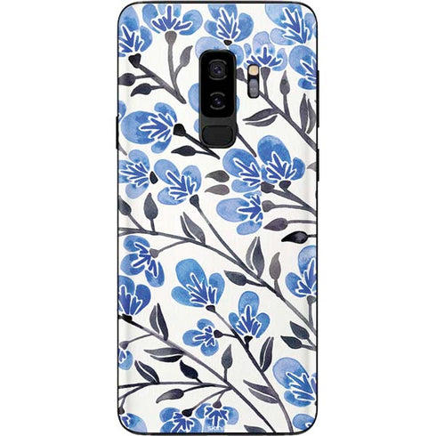 Cat Coq Blue Cherry Blossoms Galaxy S9 Plus Skin