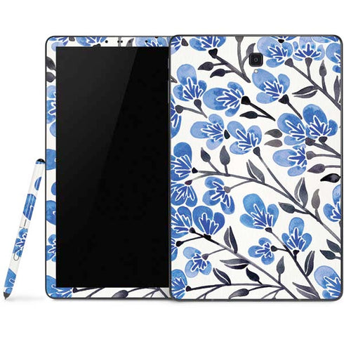 Cat Coq Blue Cherry Blossoms Samsung Galaxy Tab Skin