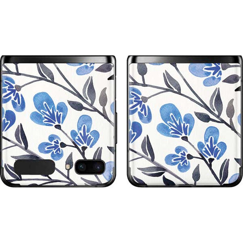Cat Coq Blue Cherry Blossoms Galaxy Z Flip Skin