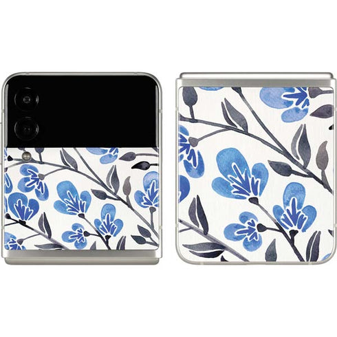 Cat Coq Blue Cherry Blossoms Galaxy Z Flip3 5G Skin