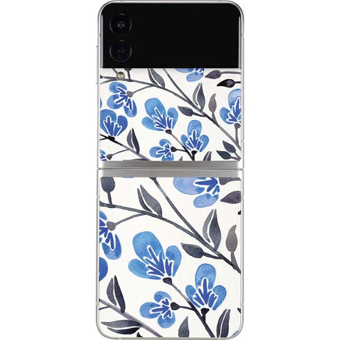 Cat Coq Blue Cherry Blossoms Galaxy Z Flip3 5G Skin