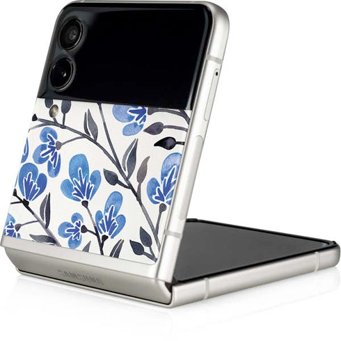 Cat Coq Blue Cherry Blossoms Galaxy Z Flip3 5G Skin