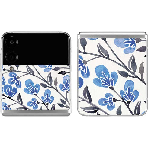 Cat Coq Blue Cherry Blossoms Galaxy Z Flip4 5G Skin