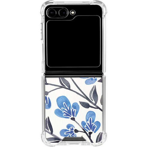 Blue Cherry Blossoms by Cat Coq Galaxy Z Flip5 5G Clear Case