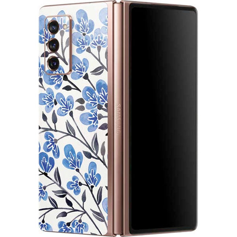 Cat Coq Blue Cherry Blossoms Galaxy Z Fold2 5G Skin