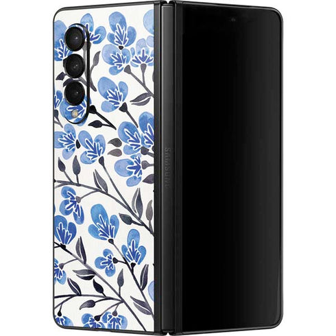 Cat Coq Blue Cherry Blossoms Galaxy Z Fold3 5G Skin
