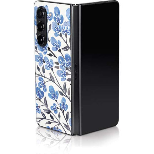 Blue Cherry Blossoms by Cat Coq Galaxy Z Fold5 5G Skin