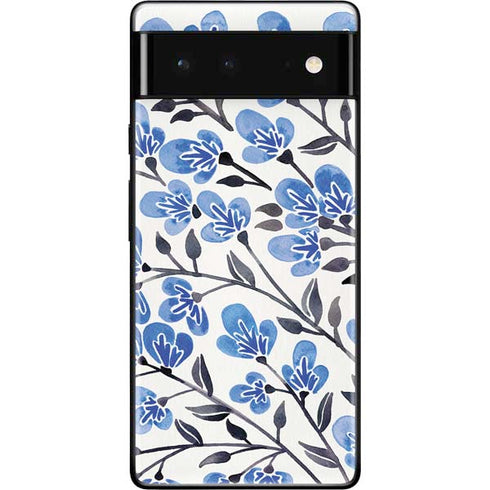 Cat Coq Blue Cherry Blossoms Google Pixel 6 Skin