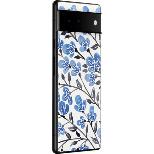 Cat Coq Blue Cherry Blossoms Google Pixel 6 Skin