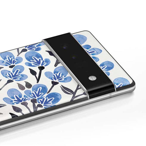 Cat Coq Blue Cherry Blossoms Google Pixel 6 Skin