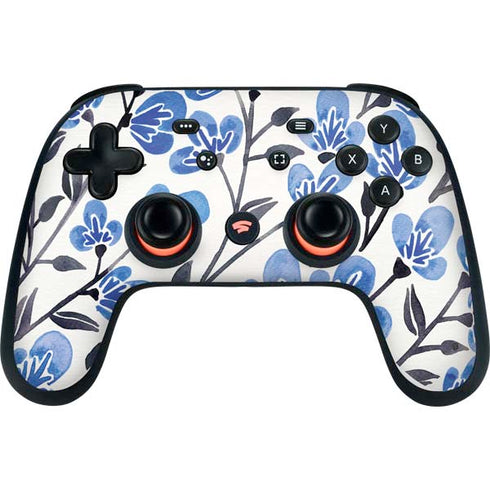 Cat Coq Blue Cherry Blossoms Google Stadia Controller Skin