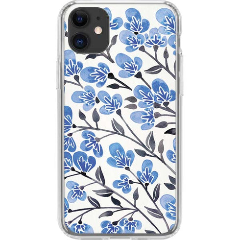 Blue Cherry Blossoms by Cat Coq iPhone 11 Clear Case