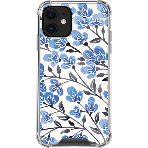 Cat Coq Blue Cherry Blossoms iPhone 12 Clear Case