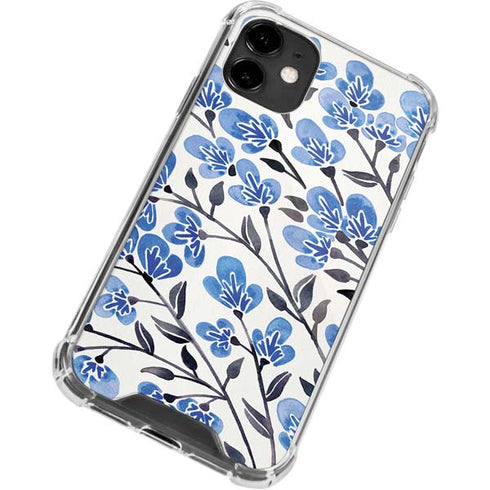 Cat Coq Blue Cherry Blossoms iPhone 12 Clear Case