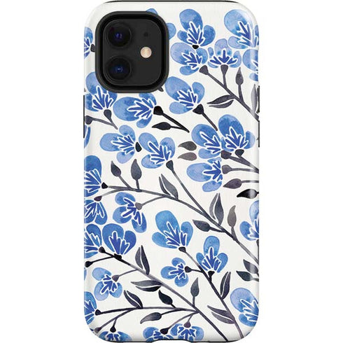 Cat Coq Blue Cherry Blossoms iPhone 12 Mini Impact Case