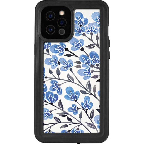Cat Coq Blue Cherry Blossoms iPhone 12 Pro Max Waterproof Case