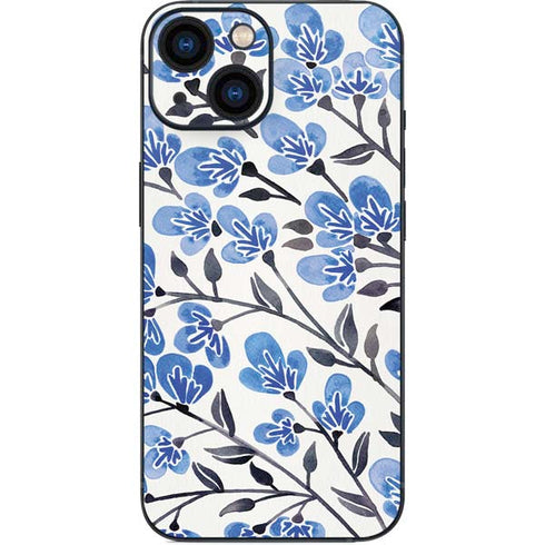 Cat Coq Blue Cherry Blossoms iPhone 13 Mini Skin