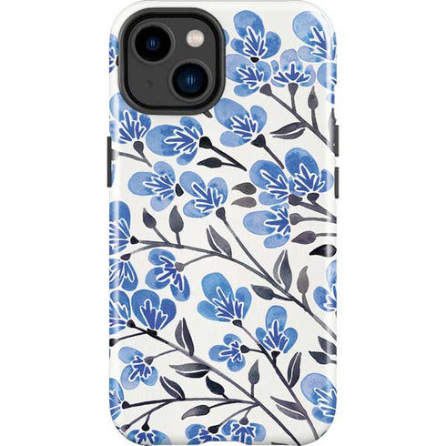 Cat Coq Blue Cherry Blossoms iPhone 14 Plus Impact Case