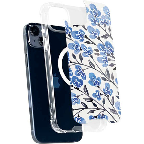 Cat Coq Blue Cherry Blossoms iPhone 14 Plus MagSafe Case