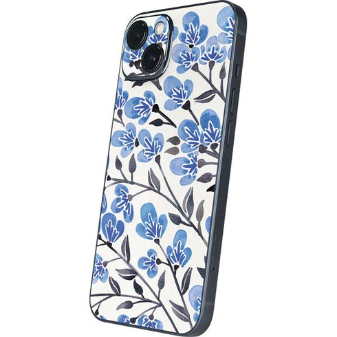 Cat Coq Blue Cherry Blossoms iPhone 14 Plus Skin