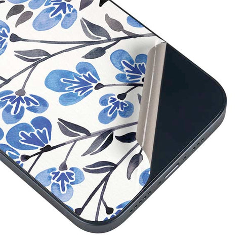 Cat Coq Blue Cherry Blossoms iPhone 14 Plus Skin
