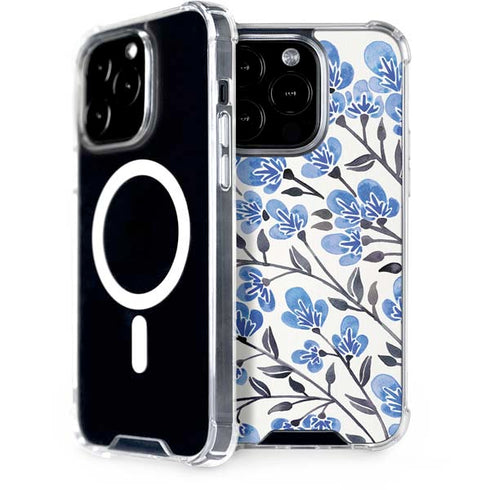 Cat Coq Blue Cherry Blossoms iPhone 14 Pro MagSafe Case