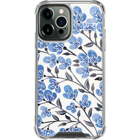 Cat Coq Blue Cherry Blossoms iPhone 14 Pro Max Clear Case