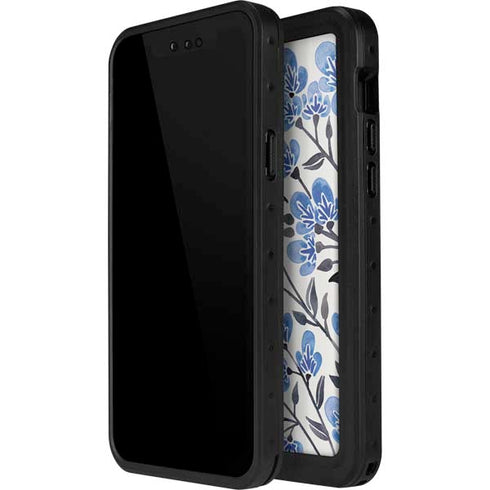 Cat Coq Blue Cherry Blossoms iPhone 14 Pro Max Waterproof Case
