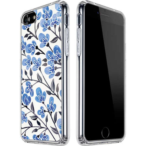 Cat Coq Blue Cherry Blossoms iPhone SE (2nd & 3rd Gen) Clear Case