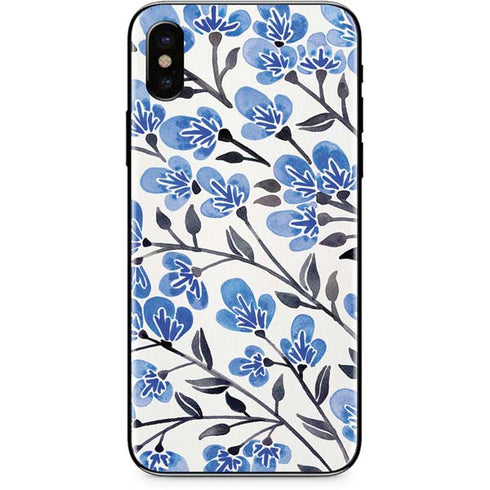 Cat Coq Blue Cherry Blossoms iPhone XS Skin