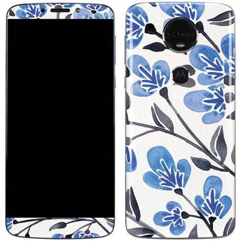 Cat Coq Blue Cherry Blossoms Moto E5 Plus Skin