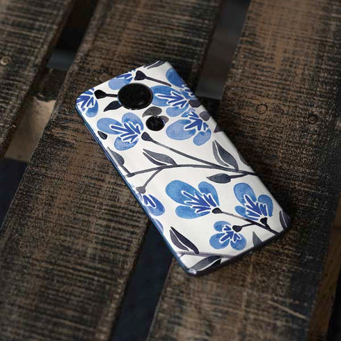 Cat Coq Blue Cherry Blossoms Moto E5 Plus Skin