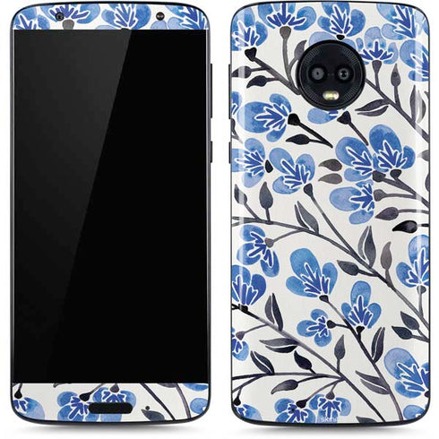 Cat Coq Blue Cherry Blossoms Moto G6 Skin