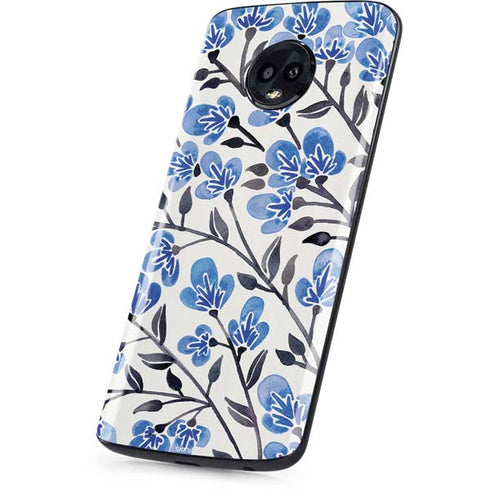 Cat Coq Blue Cherry Blossoms Moto G6 Skin