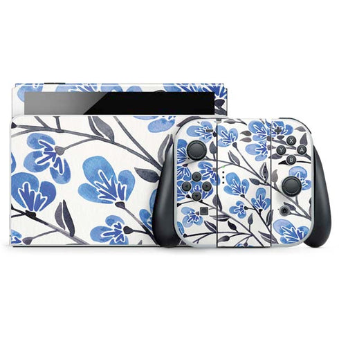 Cat Coq Blue Cherry Blossoms Nintendo Switch OLED (2021) Skin