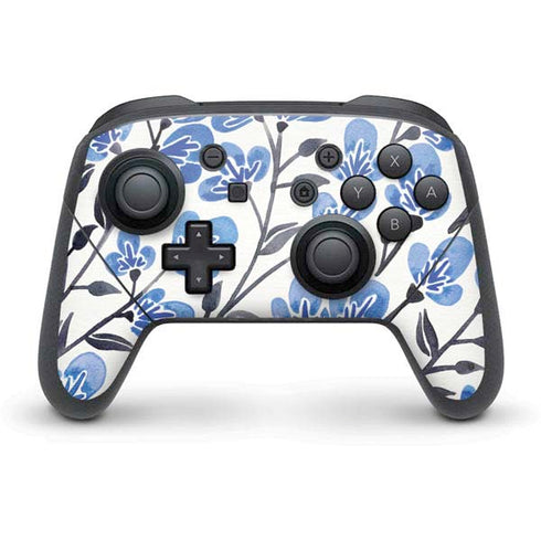 Cat Coq Blue Cherry Blossoms Nintendo Switch Pro Controller Skin