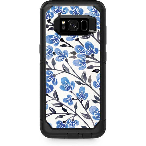 Cat Coq Blue Cherry Blossoms Otterbox Commuter Galaxy Skin