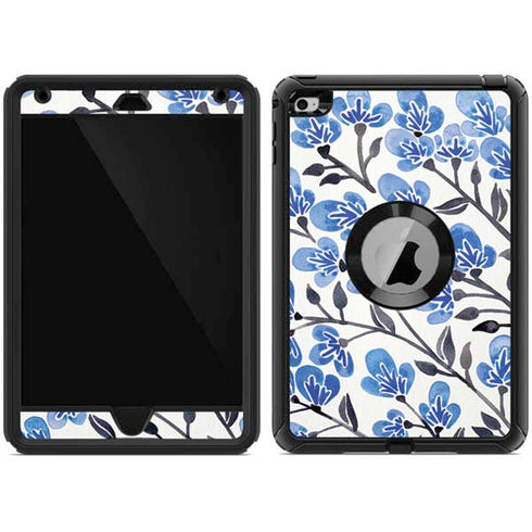 Cat Coq Blue Cherry Blossoms Otterbox Defender iPad Skin