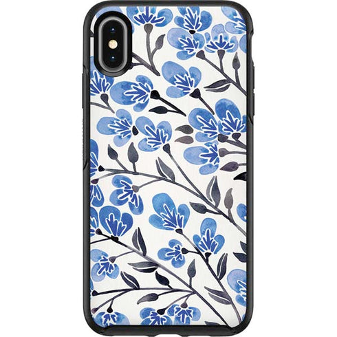 Cat Coq Blue Cherry Blossoms Otterbox Symmetry iPhone Skin
